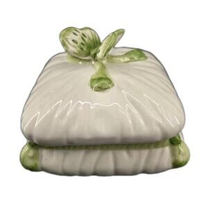 Vtg Italian K1954 Meiselman Imports Porcelain Lidded Trinket Box Butterfly